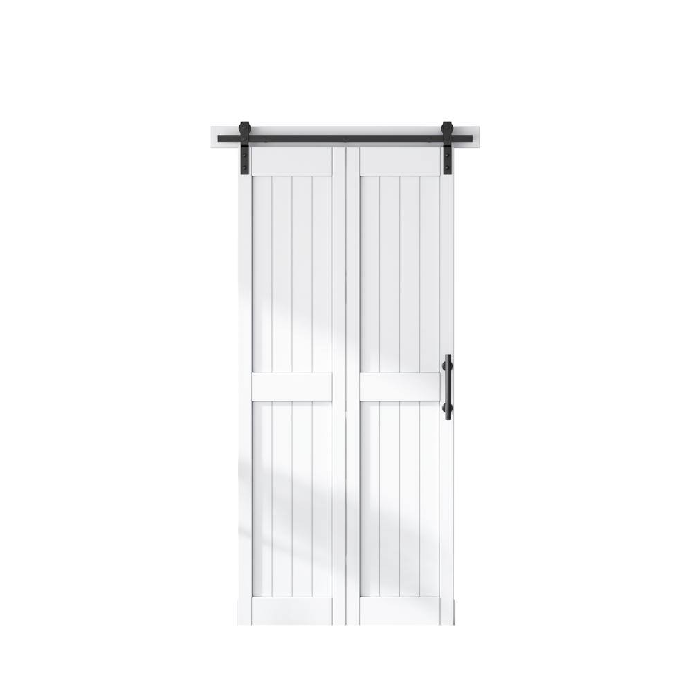 84" Tall Gray MDF Bi-Fold Barn Door with PVC Surface