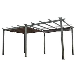 20 ft. W x 11 ft. D Aluminum Pergola with Weather-Resistant Retractable Canopy