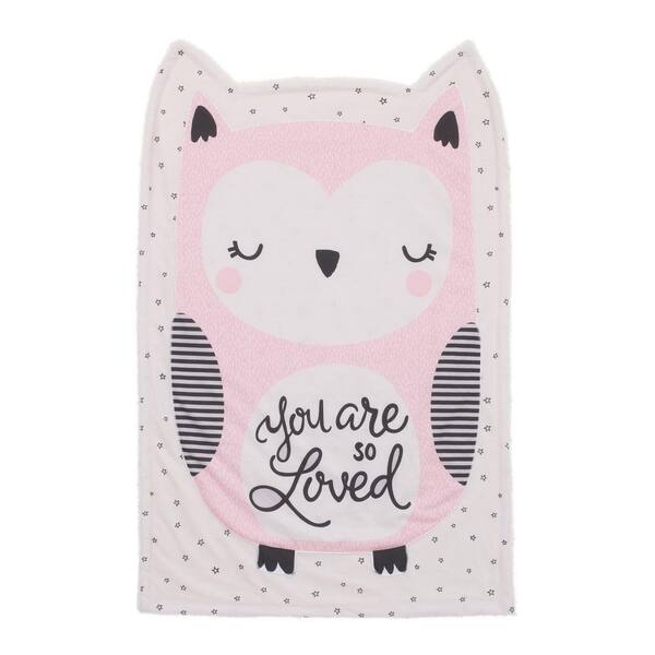 LITTLE LOVE BY NOJO You are Loved Pink, White and Black Olivia the Owl Knit Shaped Polyester Baby Blanket