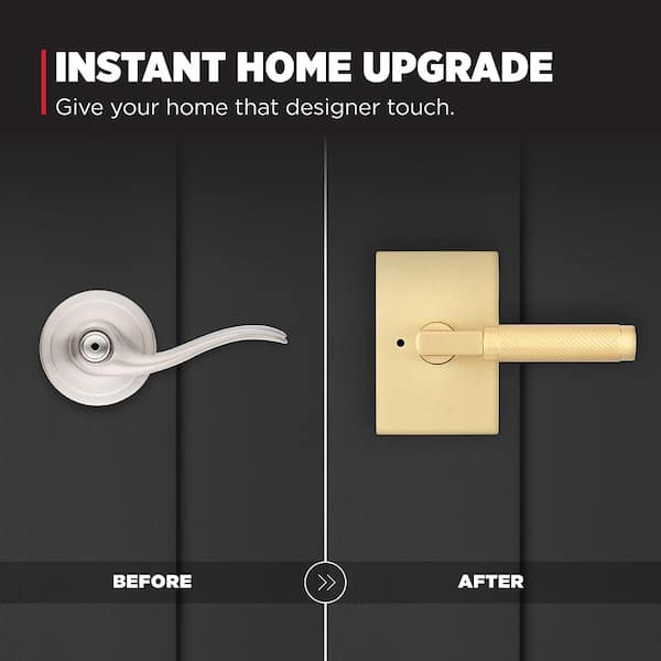 Kwikset Prava Satin Brass Bed/Bath Door Handle 730PVL RCT 4 CP