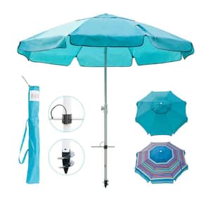 7 ft. Telescoping Steel Pole Beach Umbrella with Sand Anchor, Push Button Tilt and Carry Bag in Turquoise