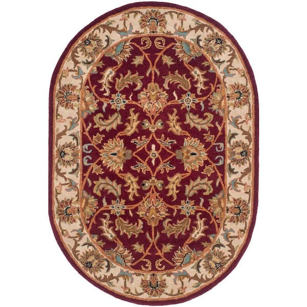 SAFAVIEH Heritage Red/Ivory 8 ft. x 10 ft. Oval Border Area Rug