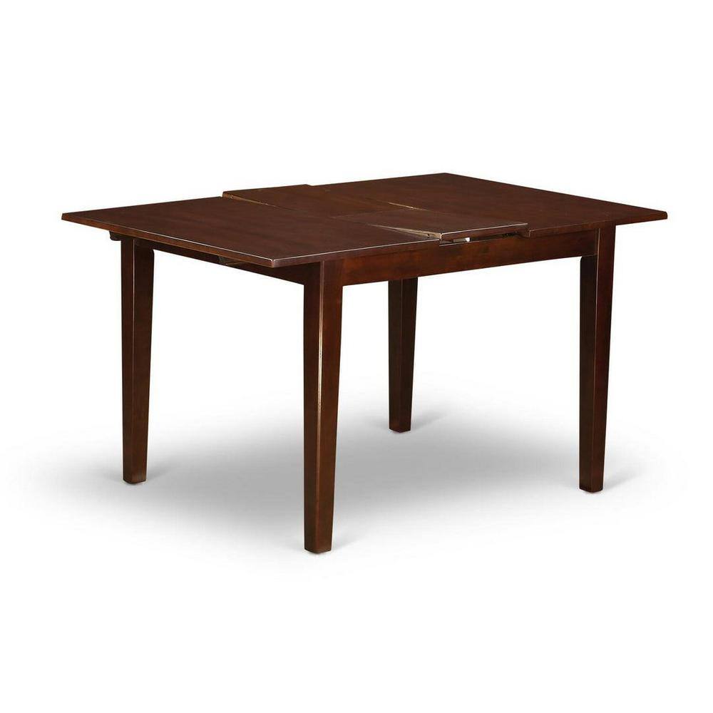 Mahogany 5-Piece Dining Set with Navy Blue Faux Leather Chairs
