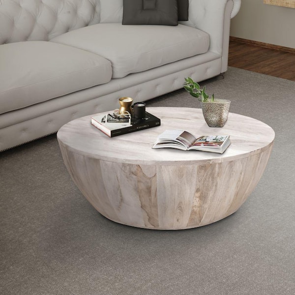The Urban Port 36 In Light Brown, Light Brown And White Coffee Table