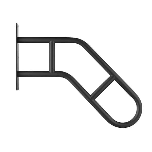 26 in. U-shaped Wall-mounted Handrail for Garage Porch Garden, Black (1-Pack)