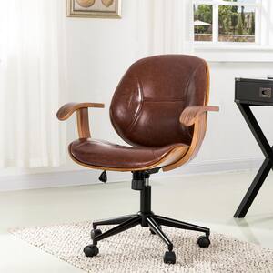38 in. H Brown PU Leather Adjustable Swivel Desk Chair/Task Chair