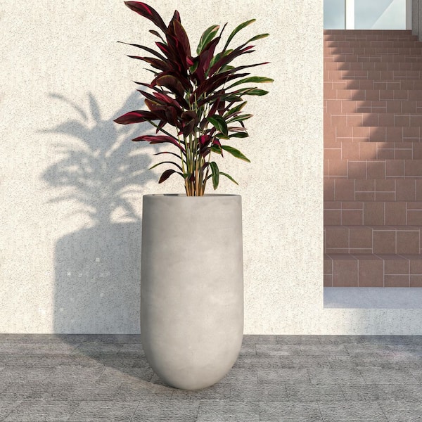 Leisuremod Topiary Modern Fiberstone and MgO Clay Weather-Resistant Cylinder Planter Pot for Indoor and Outdoor 22 in. Wide