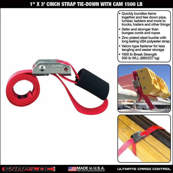 Snap Loc 3 Ft X 1 In Cam With Cinch Strap In Red 2 Pack Sltc103cr2 The Home Depot