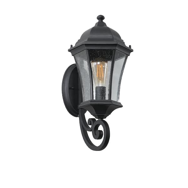 Retro 19.5 in. Black Retro Outdoor Wall Lantern Sconce Hardwired Outdoor Wall Light with No Bulbs Included (1-Pack)