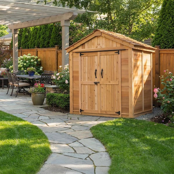 6 ft. W x 4 ft. D Cedar Wood Shed Space Master with Double Doors (24 sq. ft.)