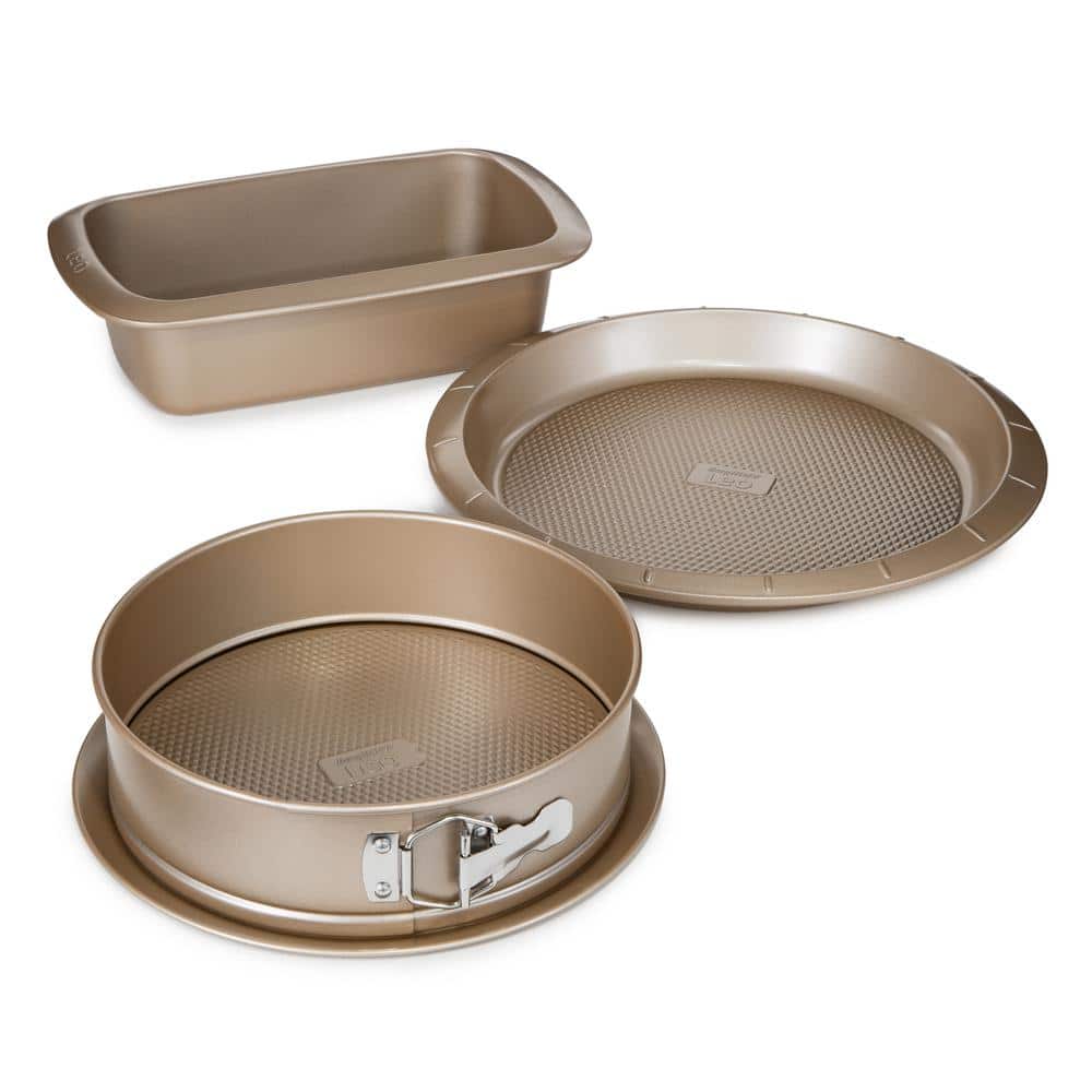Beige Non-stick Carbon Steel 3-Piece Bake Pan Set