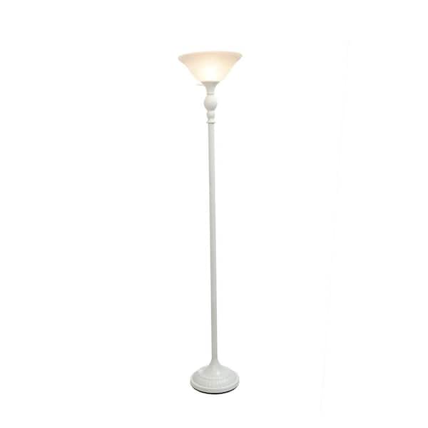1 Light White Torchiere Floor Lamp With, Floor Lamps Home Depot
