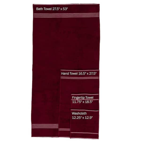 Rio 8-Piece Red Solid Cotton Bath Towel Set