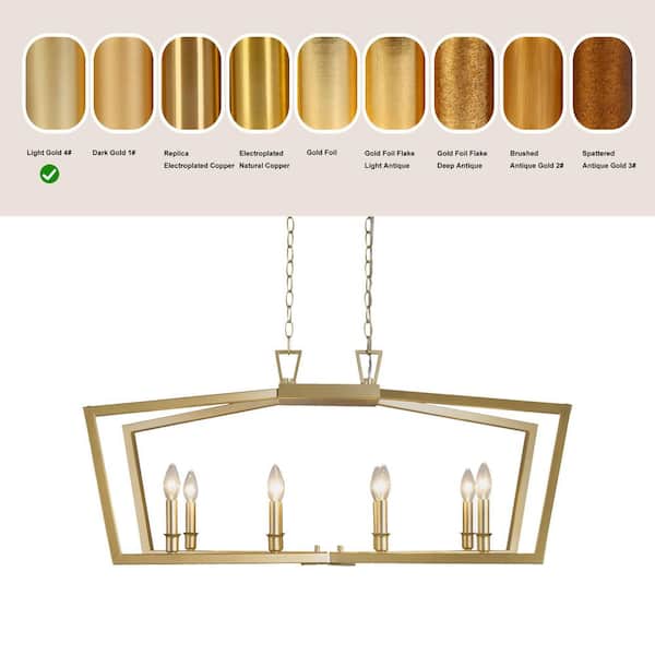 Uolfin Modern Gold Kitchen Candlestick Chandelier, 38 in. 8-Light