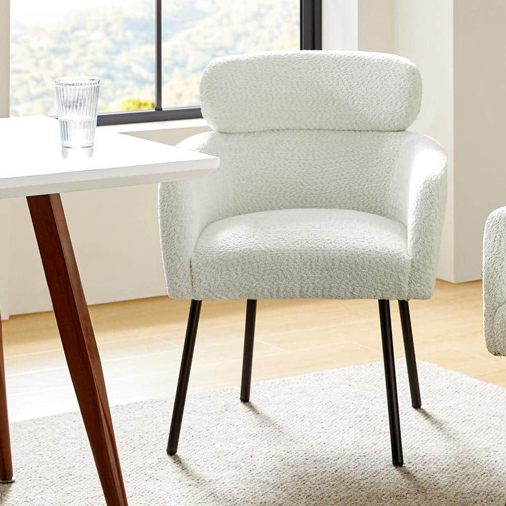 JAYDEN CREATION Andrew Ivory Modern Boucle Lambswool Dining