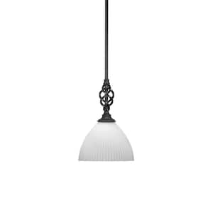 Bridgewater 100 W 1-Light Matte Black Standard Mini Pendant Light with Glass Shade