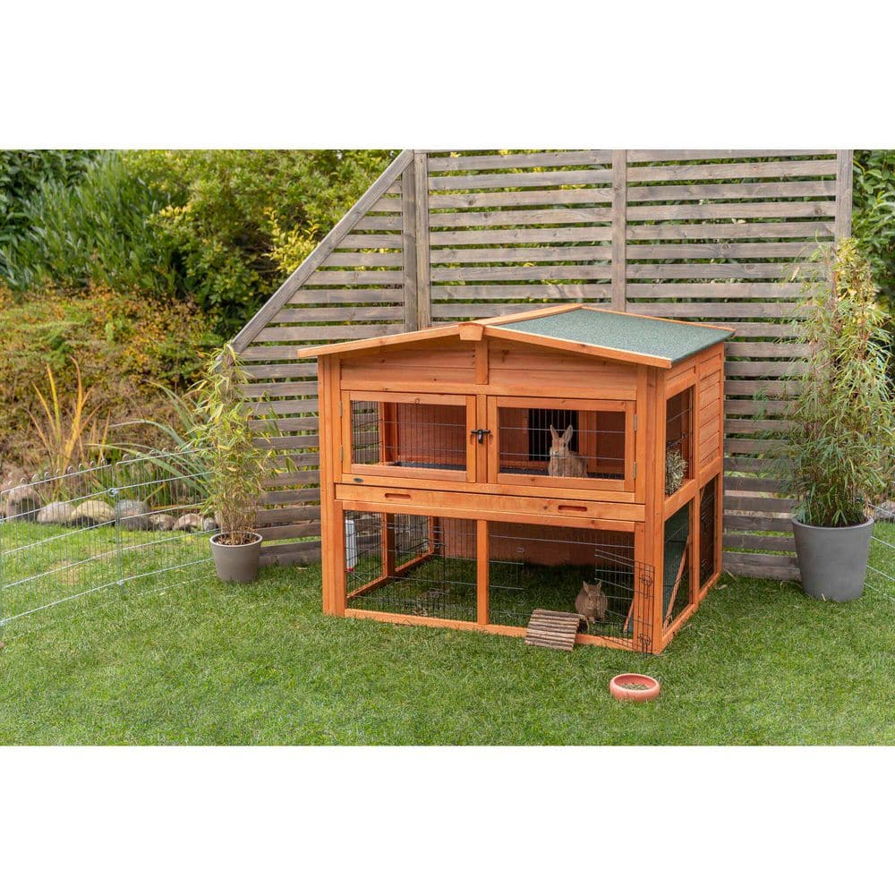 Large Two-Story Wooden Hutch for Guinea Pigs and Rabbits