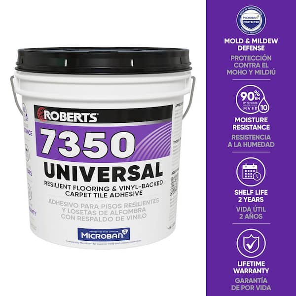4 Gal. (16 qt.) 8-10 Hour Dry Time Universal Resilient Flooring, Vinyl-Backed Carpet Tile Floor Adhesive in Off W