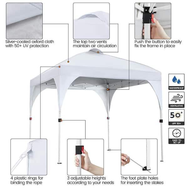 Yaheetech 8 ft. x 8 ft. Pop Up Canopy Tent with Roller Bag