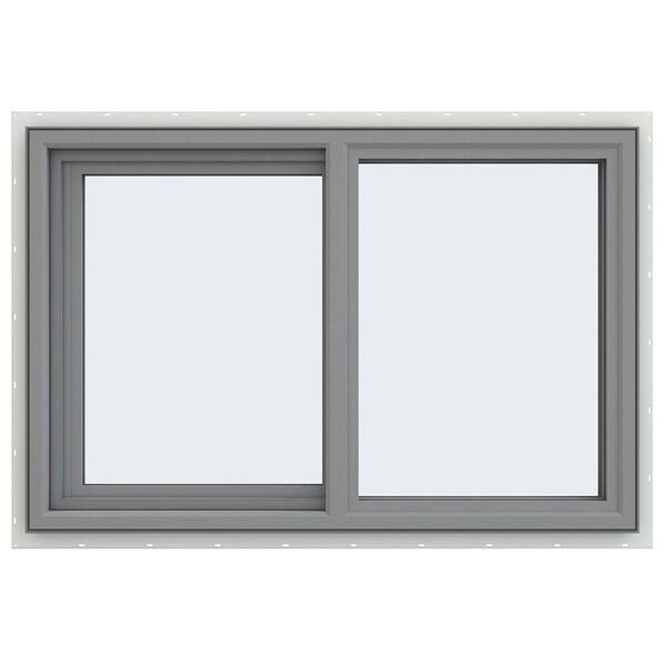 JELD-WEN 35.5 in. x 23.5 in. V-4500 Series Gray Painted Vinyl Left-Handed Sliding Window with Fiberglass Mesh Screen