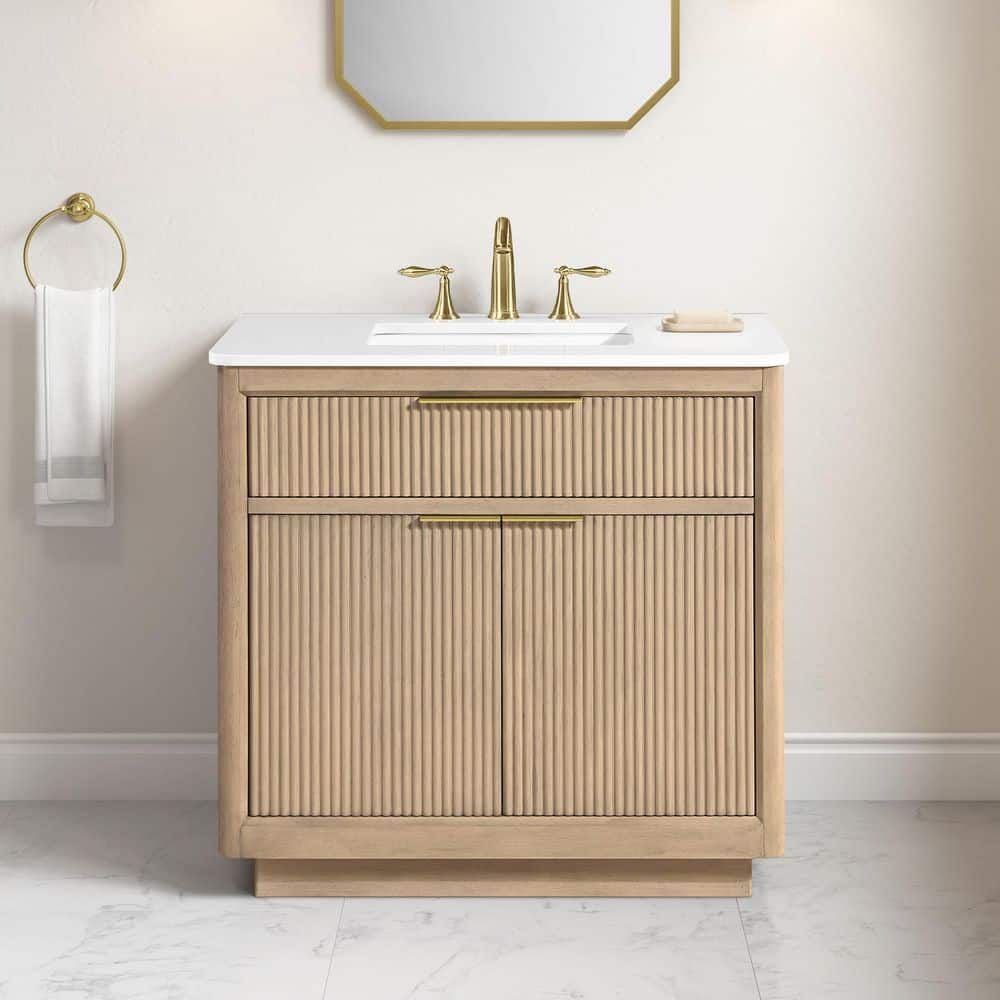 OVE Decors Xander 36in. Single Sink Freestanding Sahara Birch Bath