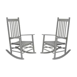 46 in H Gray Wood Vermont Outdoor Rocking Chair (2-Pack), Porch Rocker, Patio Rocking Chair, Wooden Rocking Chair