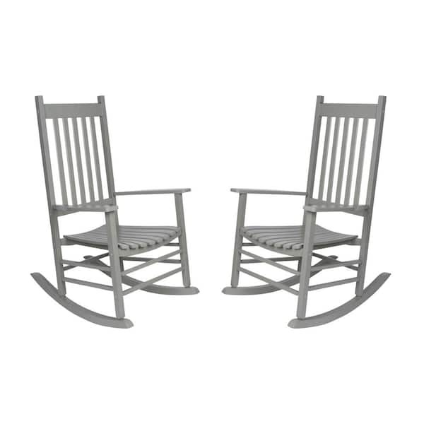 Shine Company 46 in H Gray Wood Vermont Outdoor Rocking Chair (2-Pack), Porch Rocker, Patio Rocking Chair, Wooden Rocking Chair