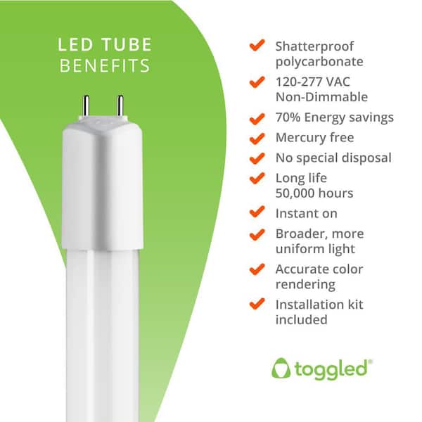 toggled 2-Light 4 ft. White 5000K LED Shop Light (LED Tubes toggled 2-Light 4 ft. White 5000K LED Shop Light (LED Tubes