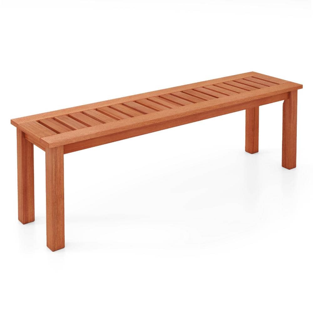 47 in. Solid Wood 2-Person Outdoor Bench with Slatted Seat and 705 lb. Capacity, Teak