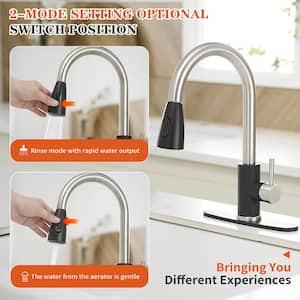 Single-Handle Pull-Out Sprayer Kitchen Faucet with Supply Lines in Matte Black and Brushed Nickel