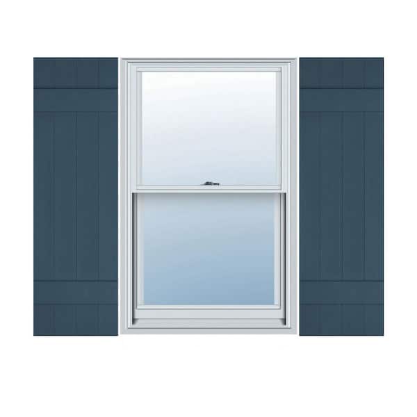 14 in. x 51 in. Lifetime Vinyl Standard Four Board Joined Board and Batten Shutters Pair Classic Blue