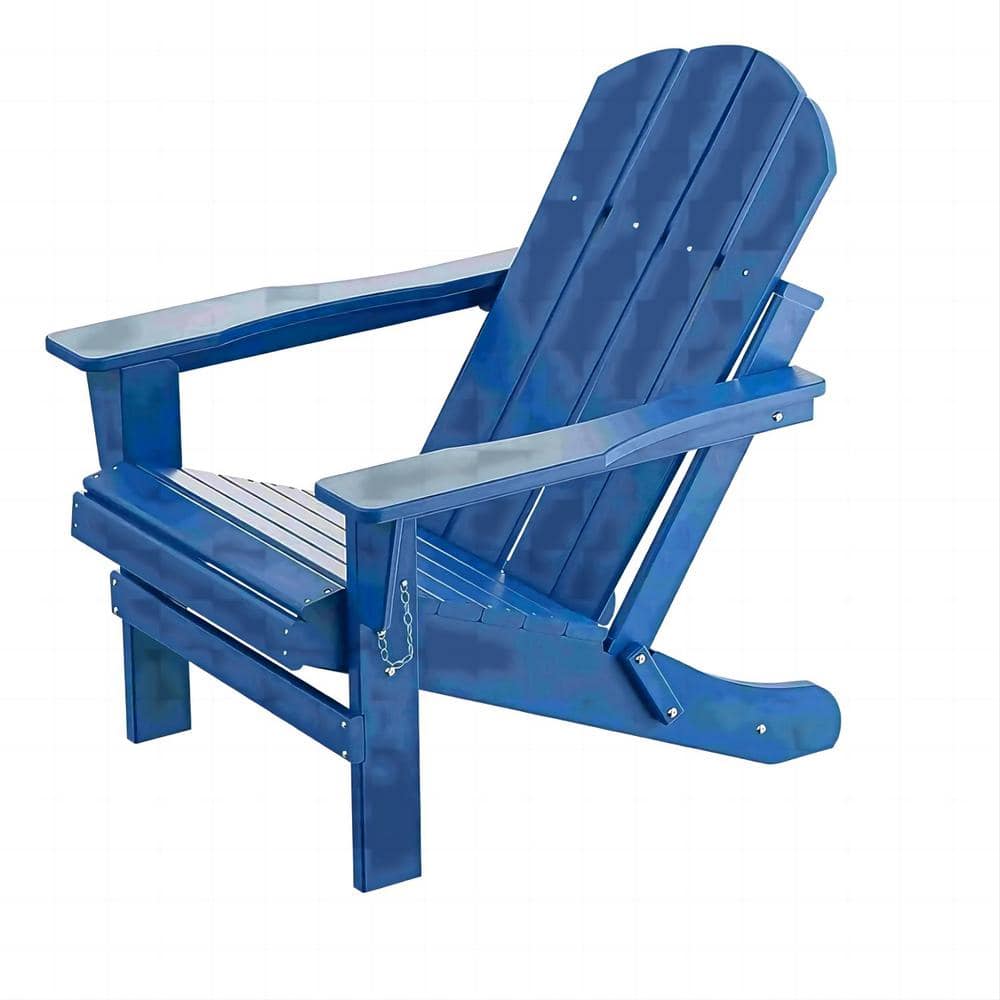 Navy Blue HDPE Outdoor Folding Patio Adirondack Chair Relaxing Stackable Ar