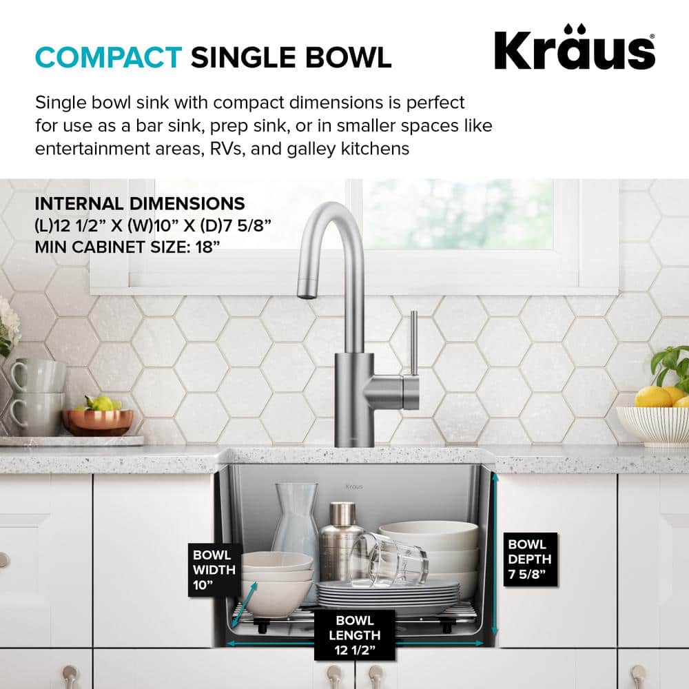Fairlane 15-inch Stainless Steel Single Bowl Drop-in Kitchen Sink