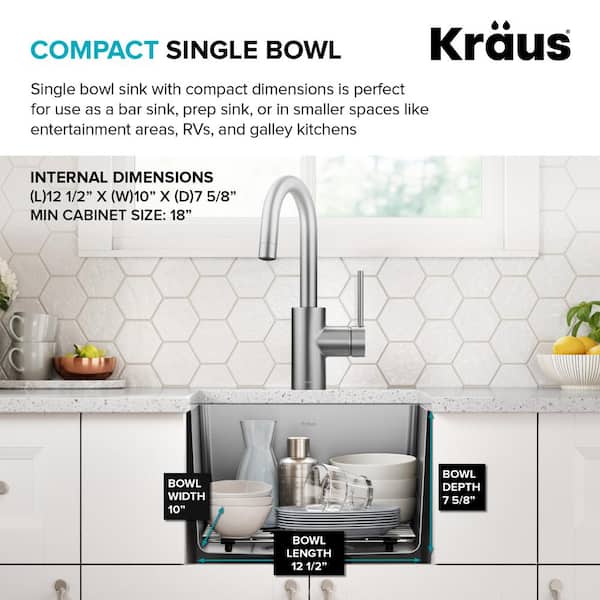 Undermount Stainless Steel 14-1/2 in. Small Single Bowl Bar Sink with Faucet in Brushed Nickel Undermount Stainless Steel 14-1/2 in. Small Single Bowl Bar Sink with Faucet in Brushed Nickel