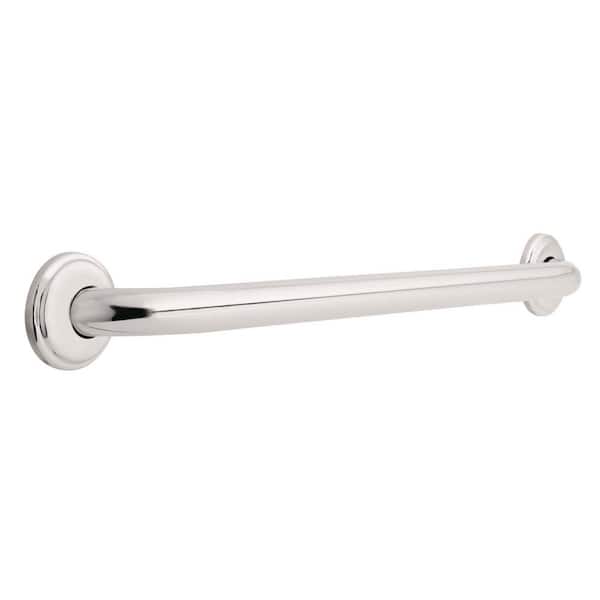 Franklin Brass 24 in. x 1-1/4 in. Concealed Screw ADA-Compliant Grab Bar with Decorative Flanges in Bright Stainless