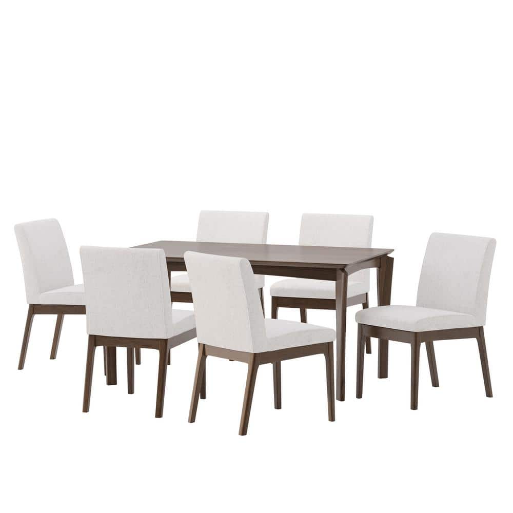 Carnelian Walnut and Light Beige Dining Set 7-Piece price history on PriceWatchPro