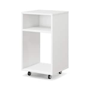White Mobile File Cabinet Wooden Printer Stand Kitchen Cart