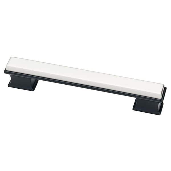 Liberty Dual Tone Luxe Square 5-1/16 in. (128 mm) Matte Black and Stainless Steel Cabinet Drawer Bar Pull