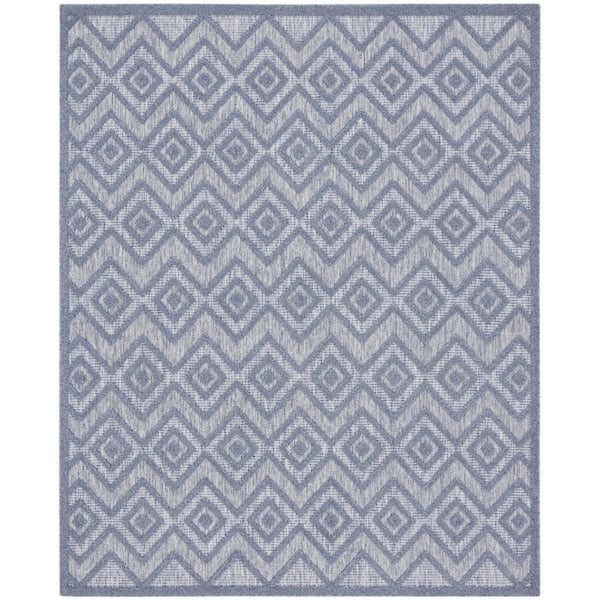 Denim Blue 9 ft. x 12 ft. Woven Abstract Polyester Rectangle Indoor/Outdoor Area Rug