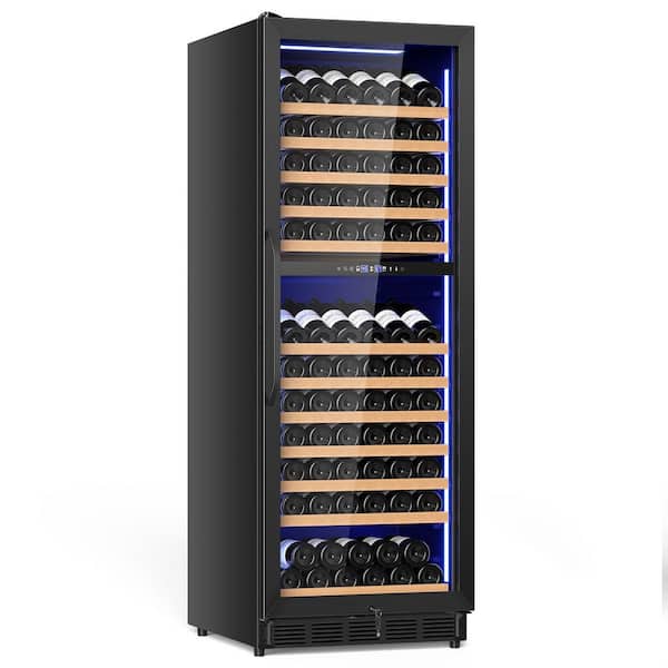 23.54 in. Dual Zone Cellar Cooling 154-Bottles Wine Cooler Fridge with Removable Shelves and Safety Lock,Stainless Steel