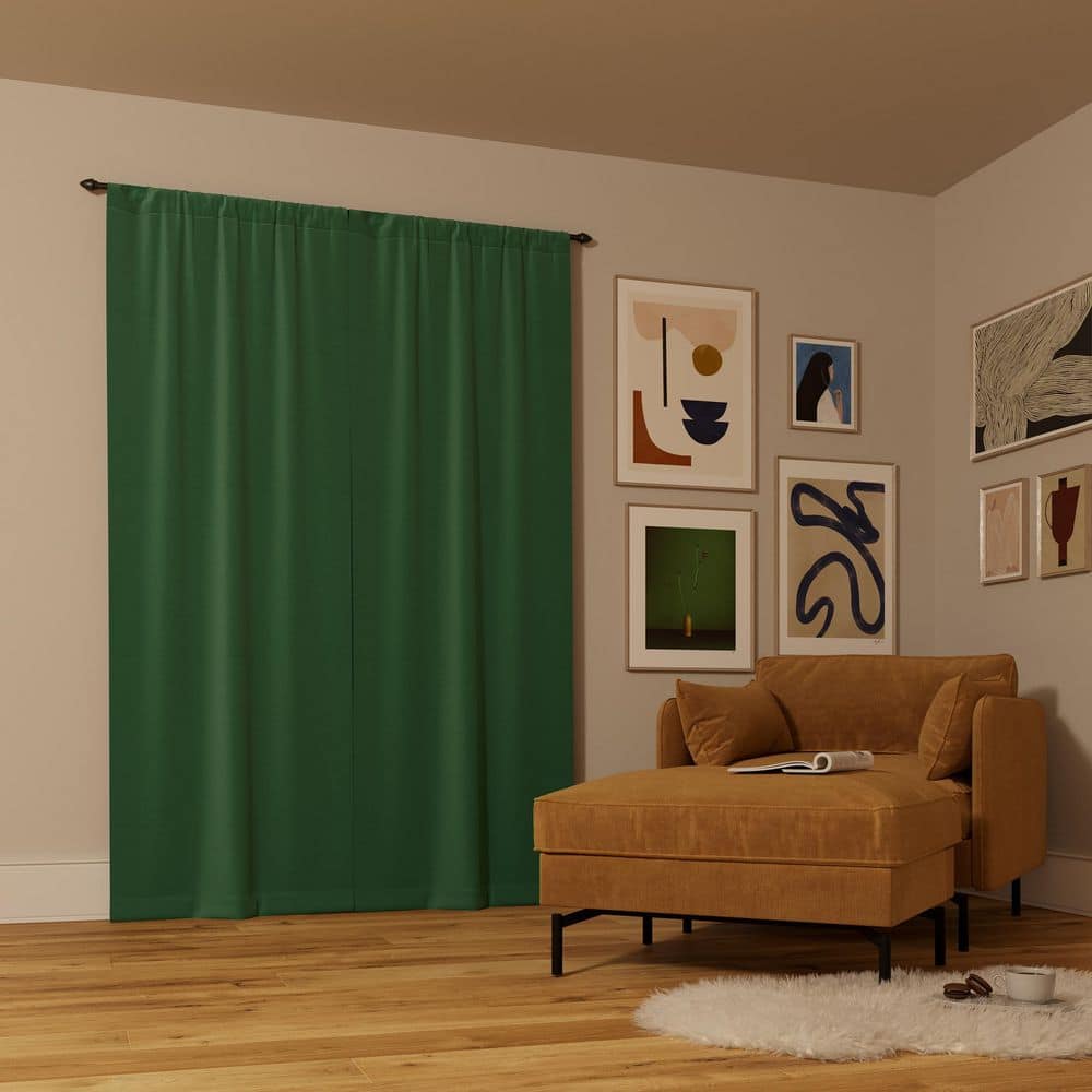 Malachite Green Blackout Rod Pocket Curtain Panel, 40" x 63"