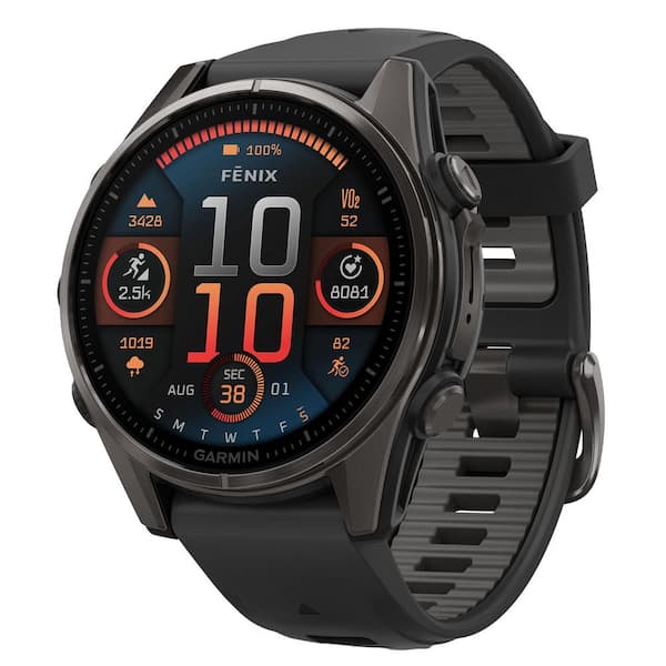 fenix 8 AMOLED Multisport 43-mm GPS Watch with Silicone Band 1.69 x .54 in Black