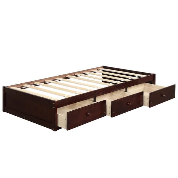 Platform Storage Bed With 3 Drawers, How To Put Together A Platform Bed With Drawers