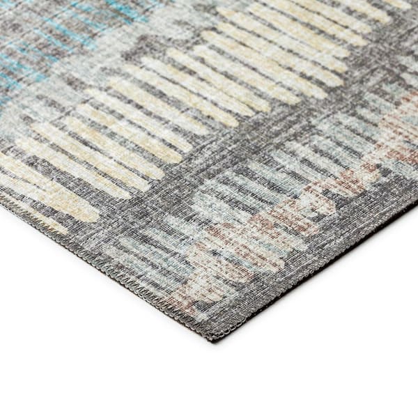 Rylee Grey 3 ft. x 5 ft. Geometric Indoor/Outdoor Area Rug