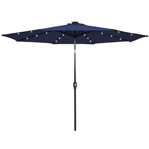 9 ft. Market Solar Tilt Patio Umbrella in Navy with Crank Outdoor Patio Navy
