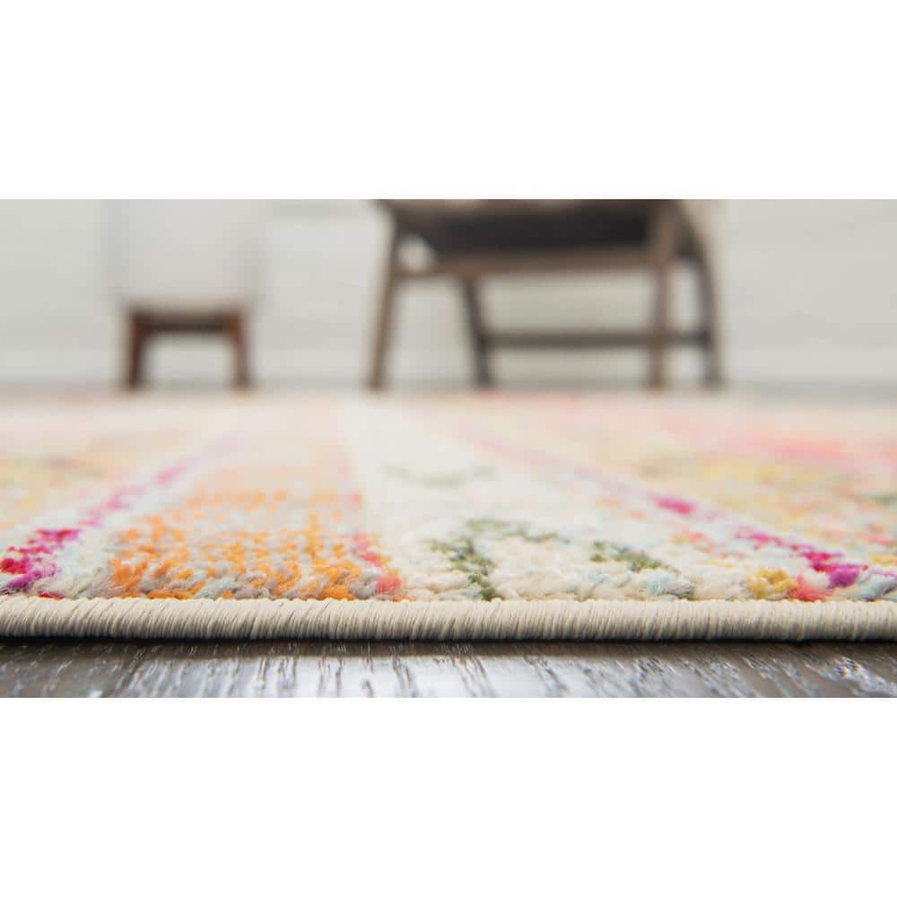 Light Blue Rectangular Synthetic 4' x 6' Stain-Resistant Area Rug