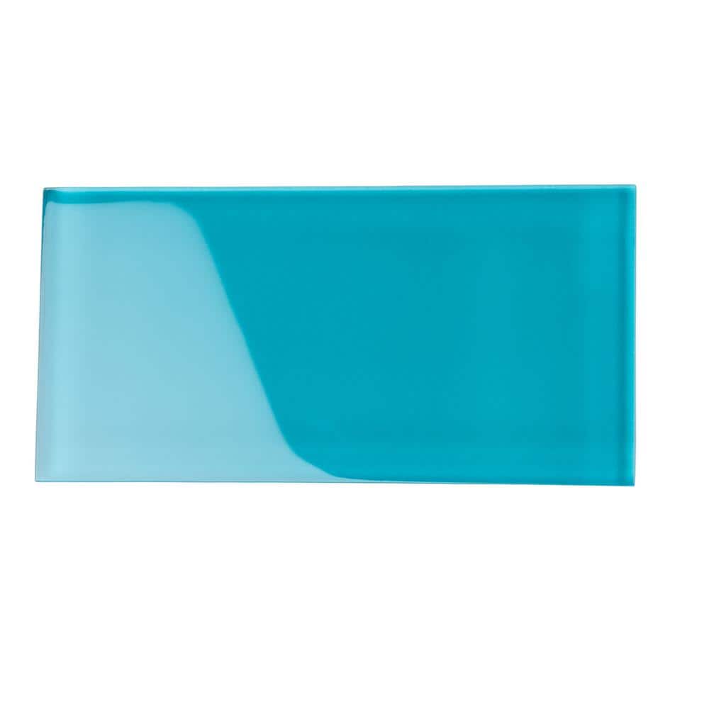 Cerulean Blue 3x6 Glossy Glass Subway Wall Tile, 40 Pack