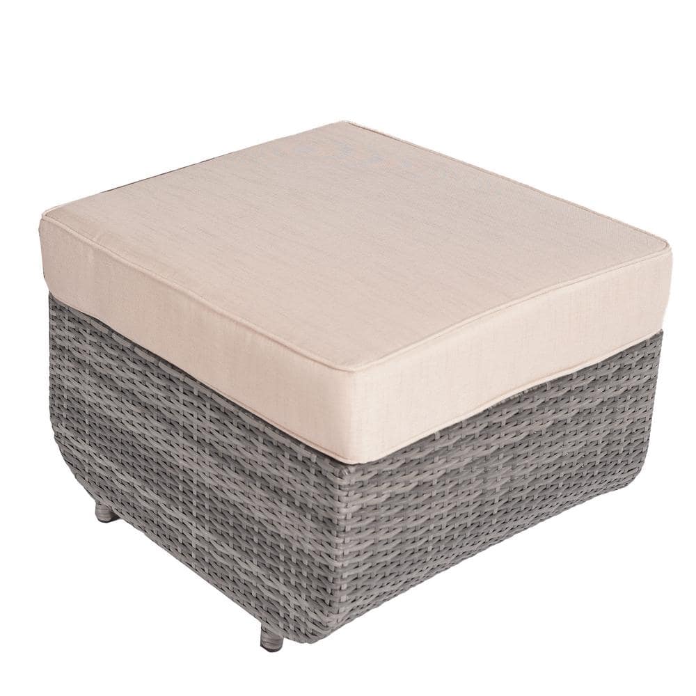 Penny Grey Wicker Outdoor Ottoman with Beige Cushion price history on PriceWatchPro
