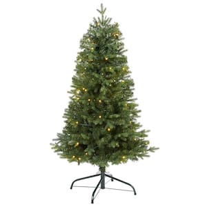 4 ft. Pre-lit Vermont Fir Artificial Christmas Tree with 100 Clear LED Lights