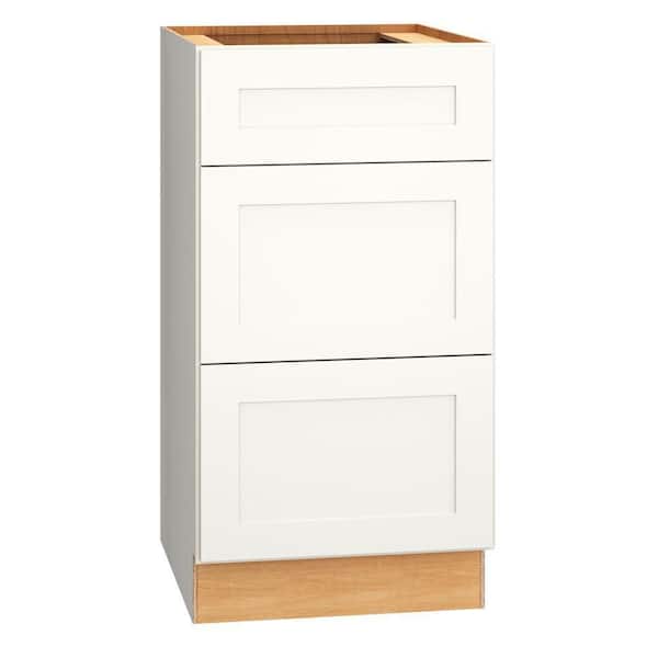 QuickShip Cottage 18 in. W x 21 in. D x 34.5 in. H Assembled Plywood Shaker Bath Drawer Base Cabinet in White